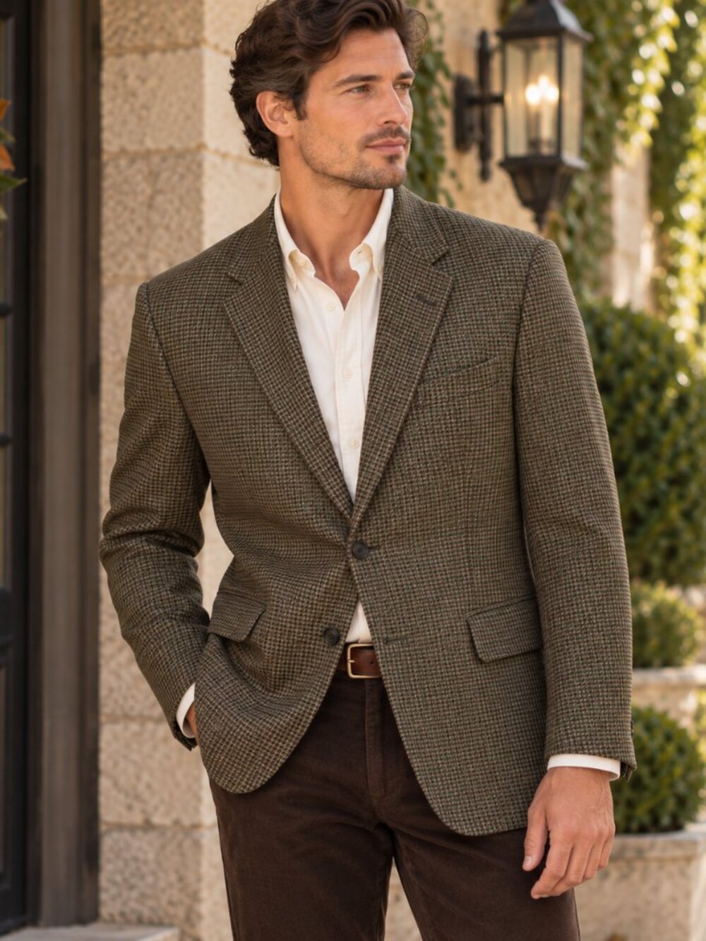 Lauren Ralph Lauren Blazer Mens 42S Green Label Houndstooth Wool Sport Coat